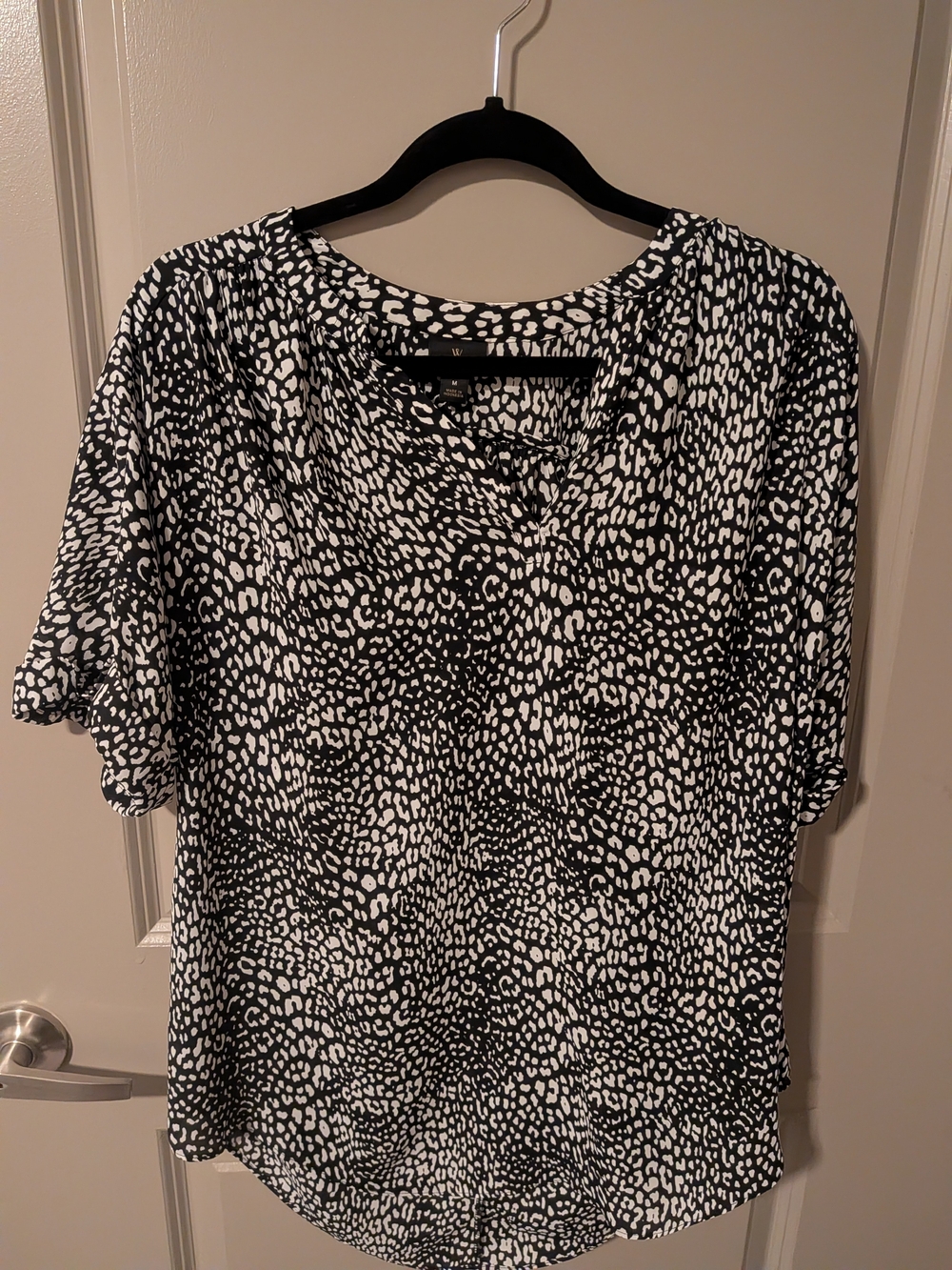 Black & White Printed Short Sleeve Women's Top